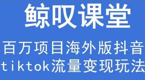 鲸叹号《海外TIKTOK训练营》百万项目海外版抖音tiktok流量变现玩法-冒泡网