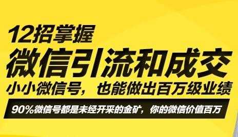 12招微信引流成交技术，让你做出百万级业绩，培训课程视频-冒泡网