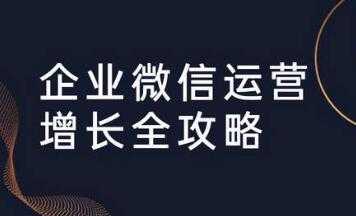 企业微信运营攻略 (引流+裂变+运营+成交) 培训课程视频-冒泡网