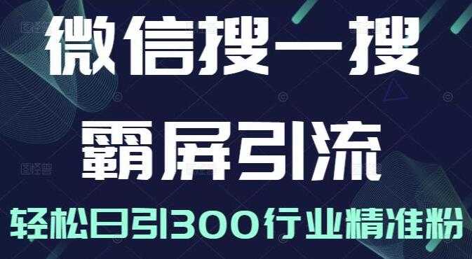 《微信搜一搜霸屏引流课》被动精准引流，轻松日引300行业精准粉-冒泡网