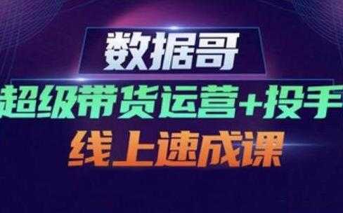 数据哥《超级带货运营+投手线上速成课》快速提升运营和熟悉学会投手技巧-冒泡网