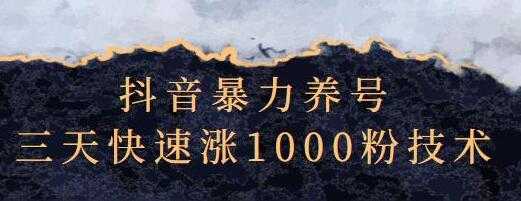 抖音暴力养号《三天快速涨1000粉技术》-冒泡网