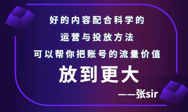 张sir账号流量增长课，告别海王流量，让你的流量更精准-冒泡网