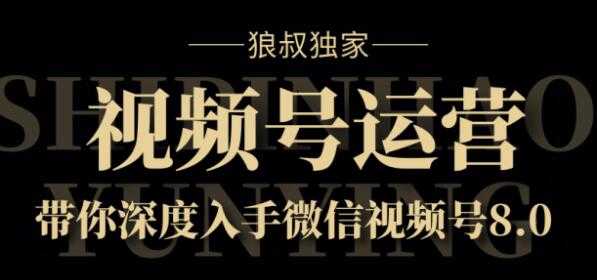 狼叔独家：视频号8.0运营实战课价值1280元-冒泡网