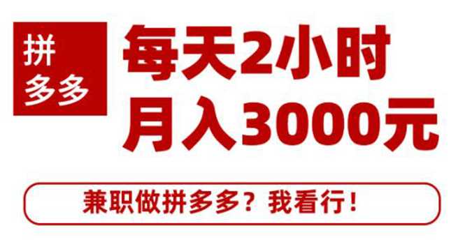 搜外网·拼多多副业课程，每天2小时月入3000元 学习这门课程真的能赚钱-冒泡网