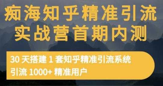 痴海知乎精准引流实战营1-2期，30天搭建1套知乎精准引流系统，引流1000+精准用户-冒泡网