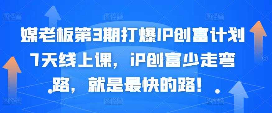 媒老板第3期打爆IP创富计划7天线上课，iP创富少走弯路，就是最快的路！-冒泡网