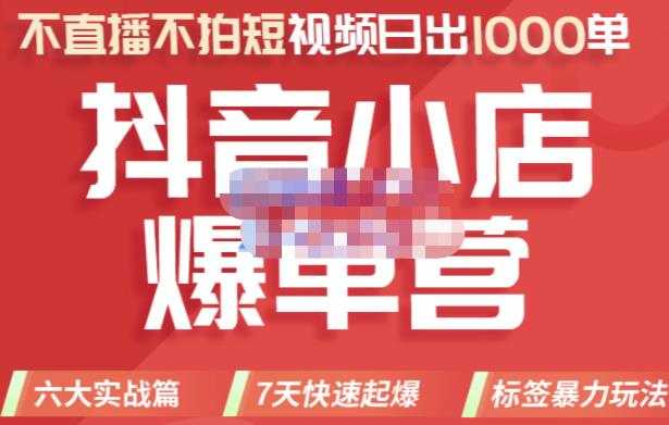 推易电商·2022年抖音小店爆单营，不直播、不拍短视频、日出1000单，暴力玩法-冒泡网