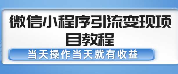 微信小程序引流变现项目教程，当天操作当天就有收益，变现不再是难事-冒泡网