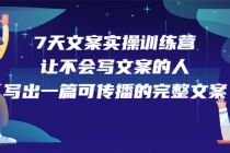 7天文案实操训练营第17期，让不会写文案的人，写出一篇可传播的完整文案-冒泡网