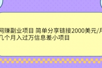 网赚副业项目 简单分享链接2000美元/月+几个月入过万信息差小项目-冒泡网