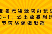 拼多多无货源店群：从0~1，必出单10单利润1000+暴利玩法，36节实战保姆教程-冒泡网