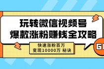 玩转微信视频号爆款涨粉赚钱全攻略，快速涨粉百万 变现10000万 秘诀-冒泡网