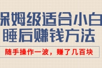 某付费文章：保姆级适合小白的睡后赚钱方法：随手操作一波，赚了几百块-冒泡网