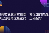 短视频带货底层实操课，教你如何选爆品、了解获短视频流量密码，正确起号-冒泡网