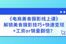 《电商美食摄影线上课》解锁美食摄影技巧+快速变现+工资or销量翻倍-冒泡网