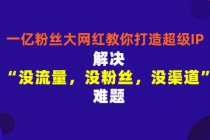 一亿粉丝大网红教你打造超级IP：解决“没流量，没粉丝，没渠道”难题-冒泡网