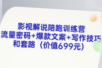 影视解说陪跑训练营，流量密码+爆款文案+写作技巧和套路-冒泡网