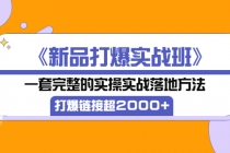 《新品打爆实战班》一套完整的实操实战落地方法，打爆链接超2000+（28节课)-冒泡网