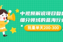 某付费文章：中视频解说项目复盘：细分领域的蓝海行业 批量单天200-300收益-冒泡网