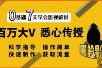 【黑脸课堂】影视解说7天速成法：百万大V 悉心传授，快速制做 获取流量-冒泡网