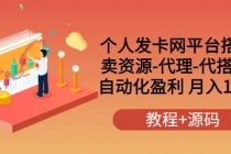 个人发卡网平台搭建，卖资源-代理-代搭建 自动化盈利 月入1W+-冒泡网