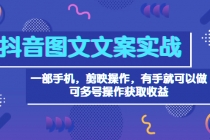 抖音图文毒文案实战：一部手机 剪映操作 有手就能做，单号日入几十 可多号-冒泡网