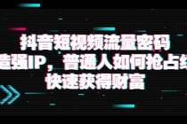 抖音短视频流量密码：打造强IP，普通人如何抢占红利，快速获得财富-冒泡网