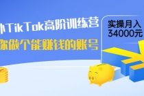 海外TikTok高阶训练营：教你做个能赚钱的账号，实操月入34000元！-冒泡网