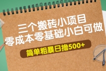 三个搬砖小项目，零成本零基础小白简单粗暴轻松日撸500+-冒泡网