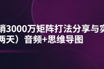 某线下培训：月销3000万矩阵打法分享与实操音频+思维导图-冒泡网