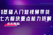 0基础入门短视频带货，七大板块重点能力拆解，7节精品课4小时干货-冒泡网