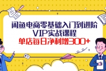 闲鱼电商零基础入门到进阶VIP实战课程，单店每日净利增300+-冒泡网