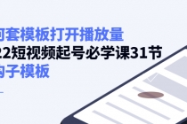 如何套模板打开播放量，2022短视频起号必学课31节，送钩子模板-冒泡网