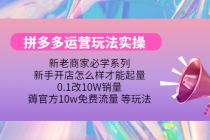 拼多多运营玩法实操，0.1改10W销量，薅官方10w免费流量 等玩法！-冒泡网