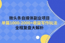 微头条自媒体副业项目，单篇1000-2000+收益写作玩法，全程复盘大解析！-冒泡网