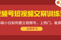 视频号短视频文案训练营：0基础小白如何建立视频号，上热门，能卖货！-冒泡网