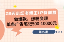 28天小红书博主IP特训营《第9期》做爆款，涨粉变现 单条广告笔记500-10000-冒泡网