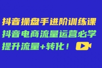 抖音操盘手进阶训练课：抖音电商流量运营必学，提升流量+转化！-冒泡网