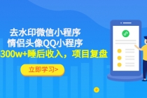 利用去水印微信小程序+情侣头像QQ小程序，获得300w+睡后收入，项目复盘-冒泡网