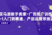 亚马逊新手卖家-广告推广训练营：0-1入门到精通，产品运营系统课！-冒泡网