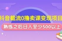 抖音截流0撸卖课变现项目：这个玩法熟练之后日入至少500以上-冒泡网