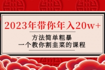 韭菜-联盟· 2023年带你年入20w+方法简单粗暴，一个教你割韭菜的课程-冒泡网