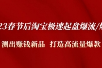 2023春节后淘宝极速起盘爆流/爆单：测出赚钱新品  打造高流量爆款-冒泡网