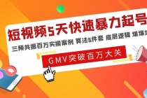 短视频5天快速暴力起号，三频共振百万实操案例 算法6件套 底层逻辑 爆爆爆-冒泡网