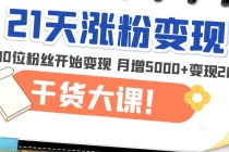 21天精准涨粉变现干货大课：从10位粉丝开始变现 月增5000+变现20w+-冒泡网