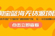 淘宝蓝海无货源项目，不囤货不推广只做冷门高利润代发，花一半时间赚10倍钱-冒泡网