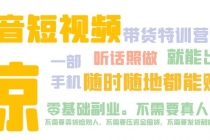 抖音短视频·带货特训营15期 一部手机 听话照做 就能出单 随时随地都能赚钱-冒泡网