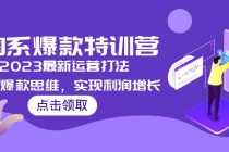 2023淘系爆款特训营，2023最新运营打法，学习爆款思维，实现利润增长-冒泡网