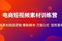 电商短视频素材训练营：短视频素材底层逻辑 爆款脚本 万能公式  混剪素材等-冒泡网